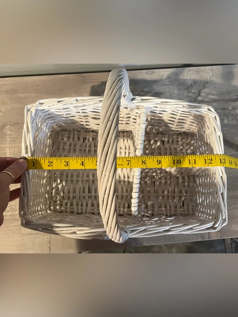 White Wicker Divided Handle Basket Baby Kids Adult